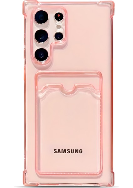 Samsung Galaxy S22 Ultra Uyumlu Kamera Korumalı Kartlıklı Köşeleri Airbag Tasarımlı Darbe Önleyici Şeffaf Silikon Kılıf
