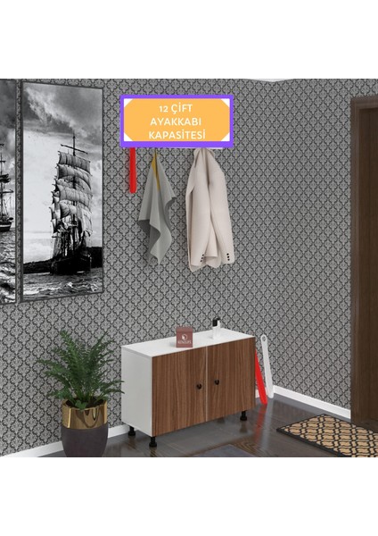 Kenzlife Ayakkabılık Galoş3 Cvzbyz 53*080*32 Kapaklı 3 Raflı 12 Çift Ayakkabı Kapasitesi