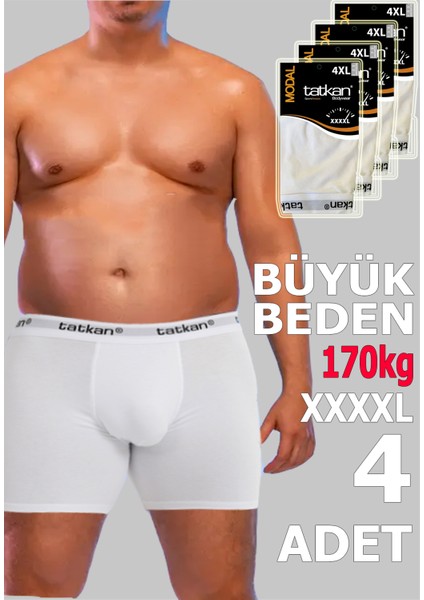 Tatkan - Büyük Beden 4'lü Erkek Penye Modal Boxershort