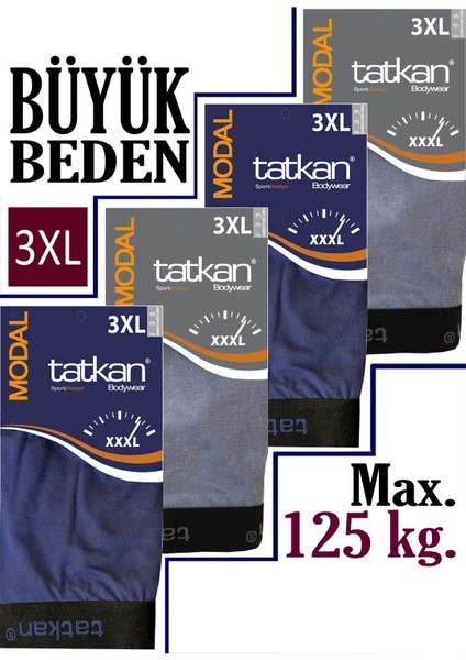 Tatkan - Büyük Beden 4'lü Erkek Penye Modal Boxershort