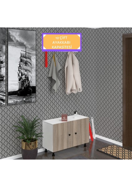 Kenzlife Ayakkabılık Galoş3 Crdbyz 53*080*32 Kapaklı 3 Raflı 12 Çift Ayakkabı Kapasitesi