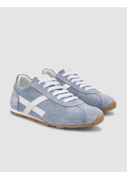 %100 Hakiki Deri Mavi Süet Bağcıklı Kadın Sneaker fiyatları