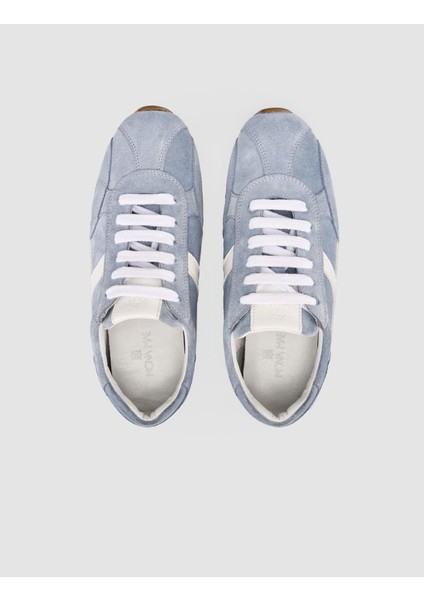 %100 Hakiki Deri Mavi Süet Bağcıklı Kadın Sneaker fırsatları