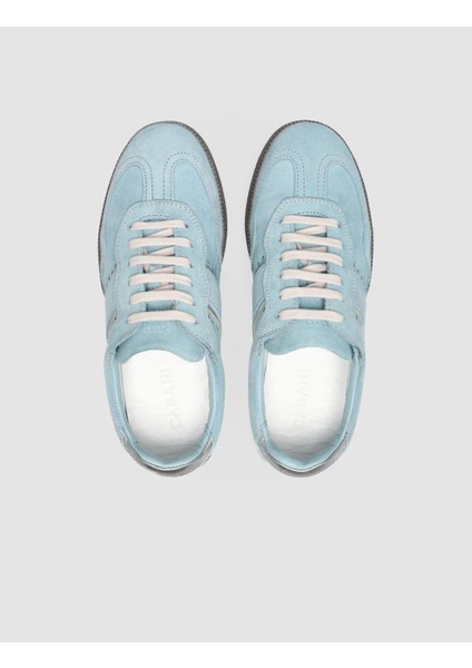 Mavi Süet Bağcıklı Kadın Sneaker
