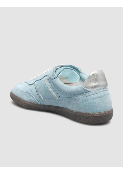 Mavi Süet Bağcıklı Kadın Sneaker