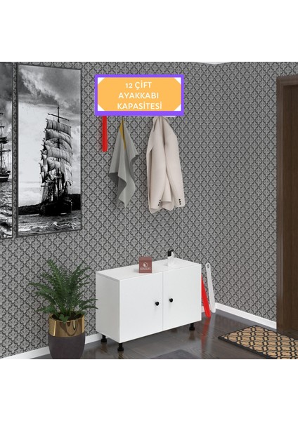 Kenzlife Ayakkabılık Galoş3 Byzbyz 53*080*32 Kapaklı 3 Raflı 12 Çift Ayakkabı Kapasitesi