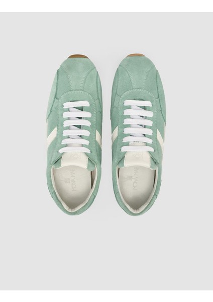 %100 Hakiki Deri Yeşil Süet Bağcıklı Kadın Sneaker fırsatları