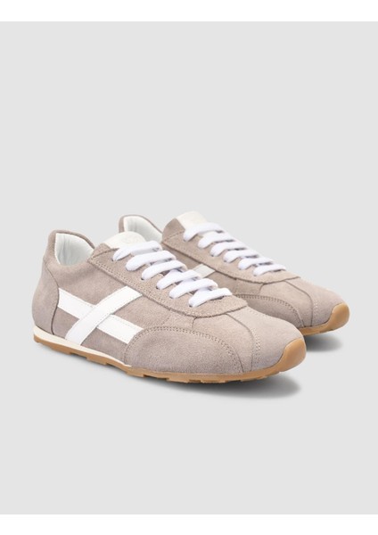 %100 Hakiki Deri Bej Süet Bağcıklı Kadın Sneaker fiyatları