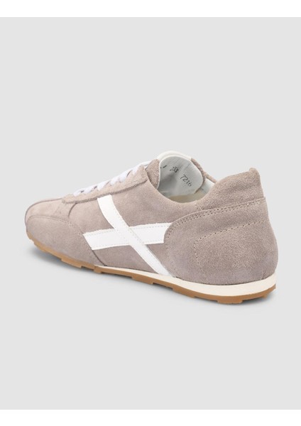 %100 Hakiki Deri Bej Süet Bağcıklı Kadın Sneaker indirimleri