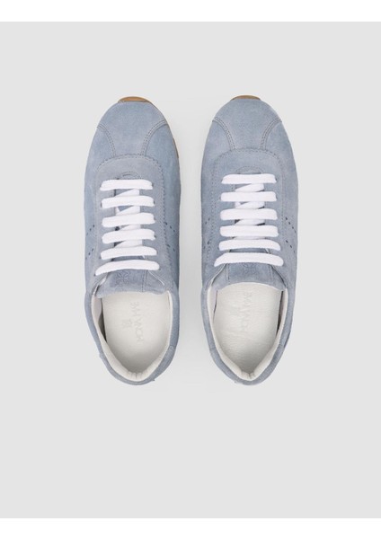 %100 Hakiki Deri Mavi Süet Kadın Spor Ayakkabı fırsatları