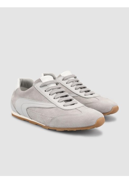 %100 Hakiki Deri Açık Gri Süet Bağcıklı Kadın Sneaker fiyatları