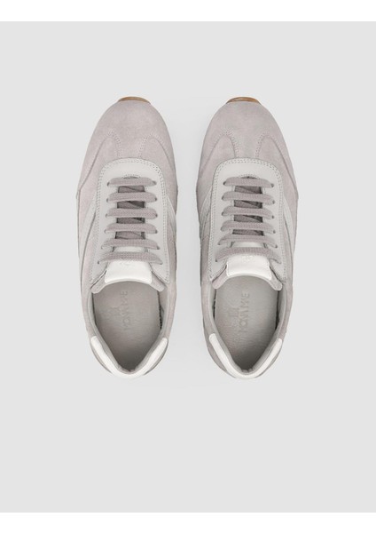 %100 Hakiki Deri Açık Gri Süet Bağcıklı Kadın Sneaker fırsatları