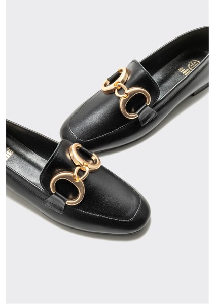 Siyah Deri Kadın Loafer modelleri