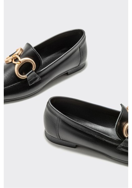 Siyah Deri Kadın Loafer fırsatları