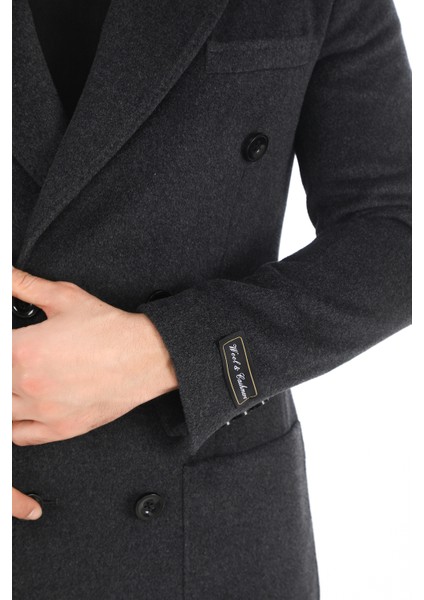 2834 Erkek Antrasit Sivri Yaka Kruvaze Kısa Palto fırsatları