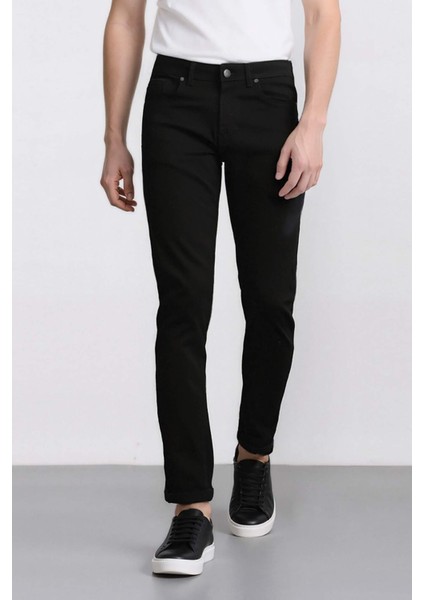 Carlo Skinny Fit Ekstra Dar Kalıp Normal Bel Ekstra Dar Paça Siyah Jean Pantolon R8763AZ24AU
