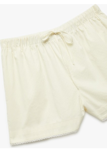 Beli Lastikli Bağlamalı Pamuklu Mini Şort modelleri