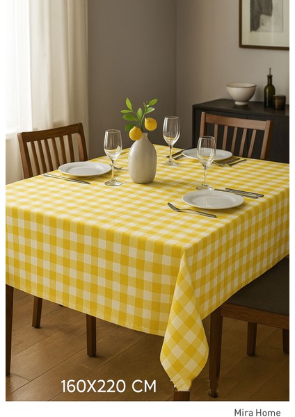 Kareli Masa Örtüsü Sofra Bezi 160X220 cm Rustik