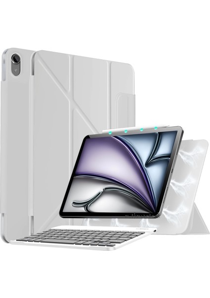 Ipad Air 4. 5. 6. Nesil 10.9 Inç 2020 2022 2024 2025 Magic Klavyeli Slim Kılıf Mıknatıslı Kilit Tutuculu Akıllı Kapak