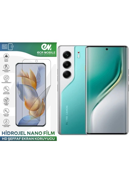 Tecno Camon 40 Pro ile Uyumlu Hidrojel Ekran Koruyucu Film Hd-Şeffaf(Tempered Cam Değildir!)