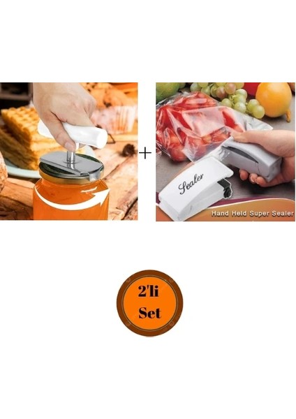 Poşet Kapatıcı Handy Sealer+Ayarlanabilir Konserve Kavanoz Açma Aparatı