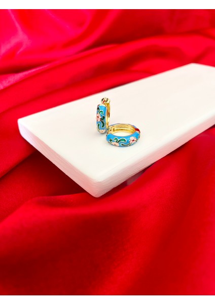 Mavi Mineli Klipsli Halka Çelik Küpe fiyatları