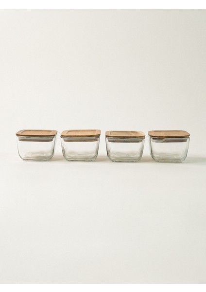Cosy Akasya Vakumlu Kapaklı Cam Kase Seti - 4 Parça