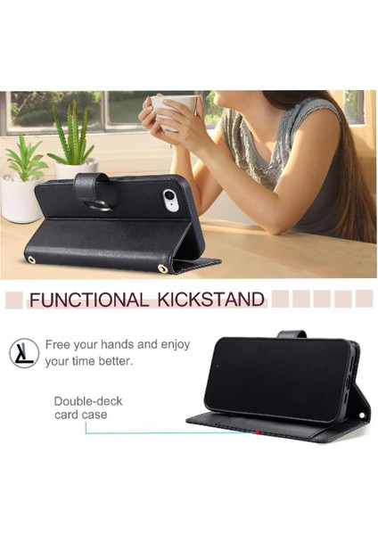 IPhone 15 Pro Kart Yuvaları Tutucu Pu Deri Bilek Kayışı Için Flip Case (Yurt Dışından) indirimleri