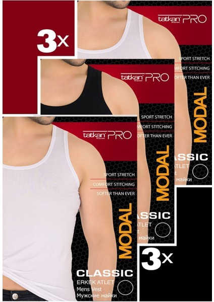 Tatkan - 3'lü - Askılı Penye Modal Classıc Atlet