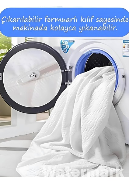 Ortopedik ( Bel ve Sırt ) Kuştüyü Sünger Uyku Pedi, Yatak Koruyucusu , kalınlığı 7 cm , 2 Adet Yastık Kılıfı Hediyeli