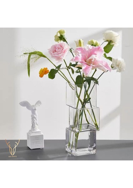 Cubos Şeffaf Cam Vazo - 27 cm