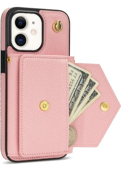 IPhone 12 Akordeon Kart Cüzdan Kılıf Crossbody Kayış Pu ile Uyumlu (Yurt Dışından) fırsatları