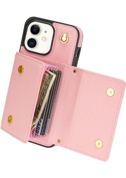 IPhone 12 Akordeon Kart Cüzdan Kılıf Crossbody Kayış Pu ile Uyumlu (Yurt Dışından) indirimleri