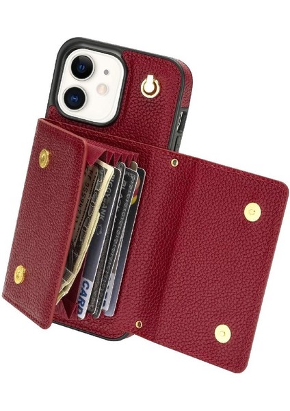 IPhone 12 Akordeon Kart Cüzdan Kılıf Crossbody Kayış Pu ile Uyumlu (Yurt Dışından) fiyatları