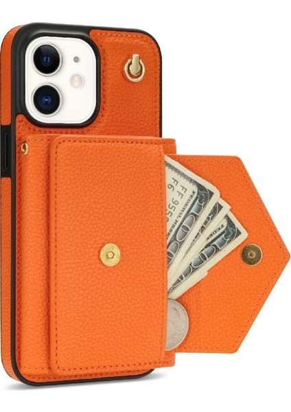 IPhone 12 Akordeon Kart Cüzdan Kılıf Crossbody Kayış Pu ile Uyumlu (Yurt Dışından) modelleri