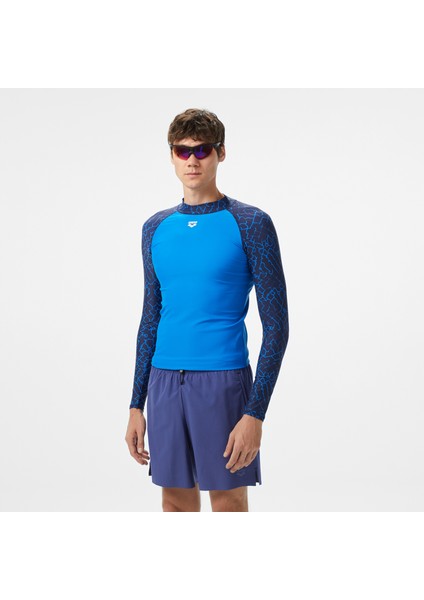 Rash Vest L/s Allover Erkek Mavi T-SHIRT.871