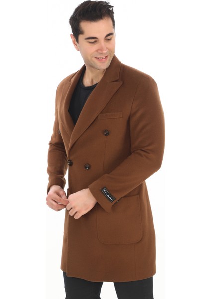 2834 Erkek Tarçın Sivri Yaka Kruvaze Kısa Palto fiyatları