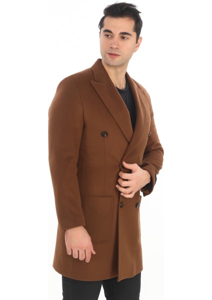 2834 Erkek Tarçın Sivri Yaka Kruvaze Kısa Palto modelleri