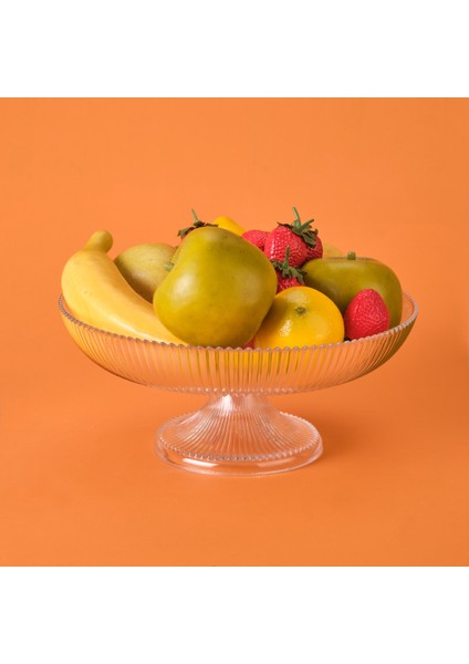 Ipek Ayaklı Cam Meyvelik - Şeffaf - 30 cm
