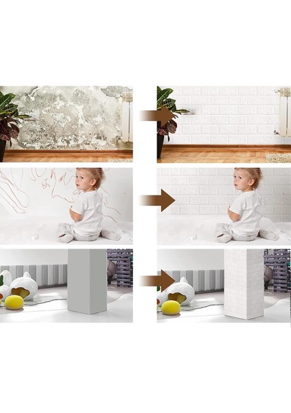 70X60CM Kendinden Yapışkanlı 3D Beyaz Duvar Kaplama Kağıdı Paneli