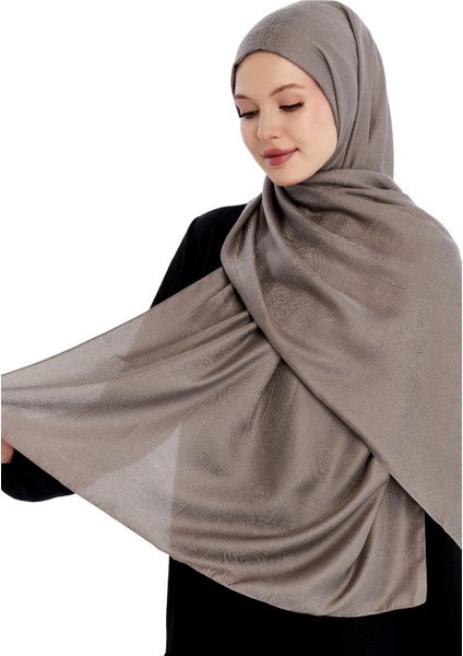 Monogram Etnik Desen Şal - Koyu Vizon