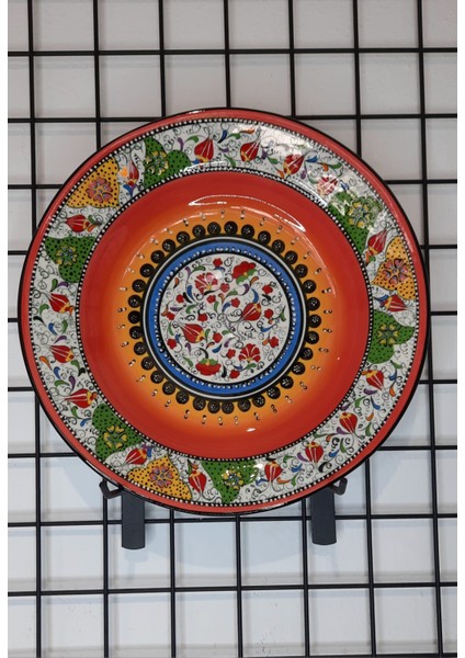Çini Porselen Lale Motifli 30 cm El Yapımı Tabak
