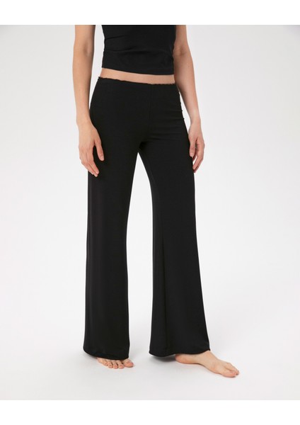 Siyah Flare Pijama Pantolon