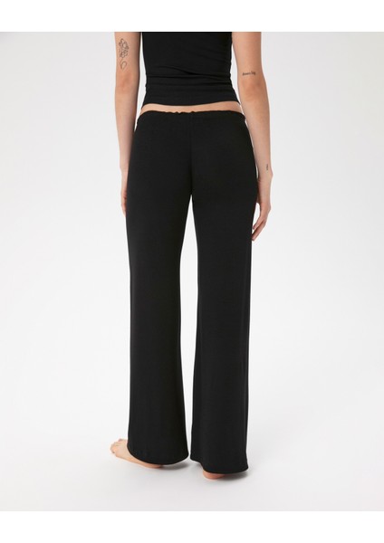 Siyah Flare Pijama Pantolon