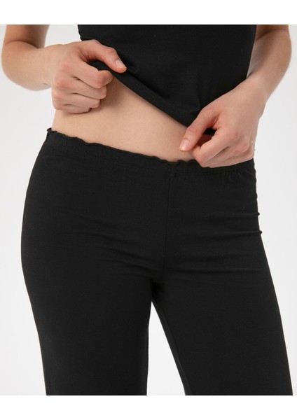 Siyah Flare Pijama Pantolon