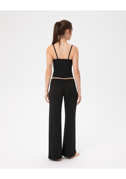 Siyah Flare Pijama Pantolon