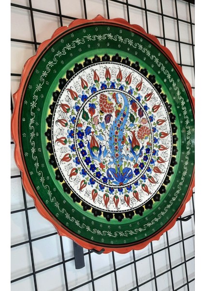 Çini Porselen Lale Motifli 43 cm El Yapımı Tabak