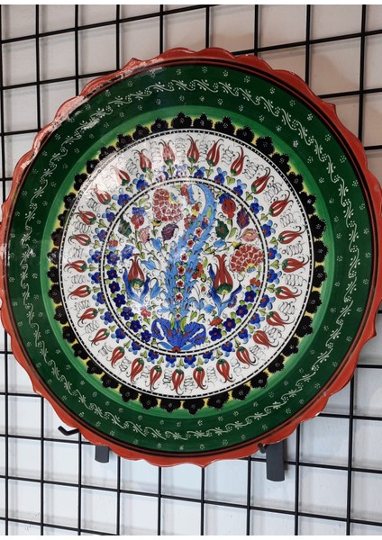 Çini Porselen Lale Motifli 43 cm El Yapımı Tabak