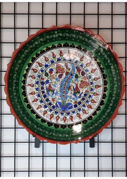 Çini Porselen Lale Motifli 43 cm El Yapımı Tabak
