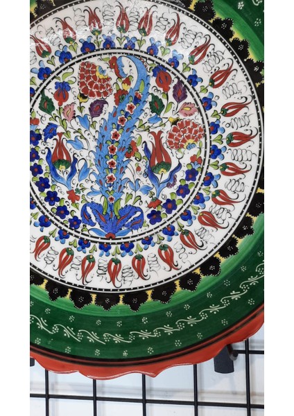 Çini Porselen Lale Motifli 43 cm El Yapımı Tabak